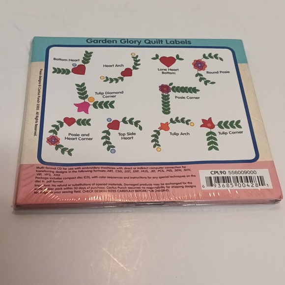 Cactus Punch Embroidery Garden Glory Quilt Labels Design CD - Picture 5 of 6